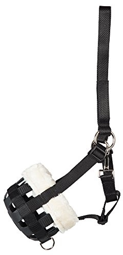 PFIFF 102545 Maulkorb/Fressbremse mit Kunstfell, schwarz Shetty