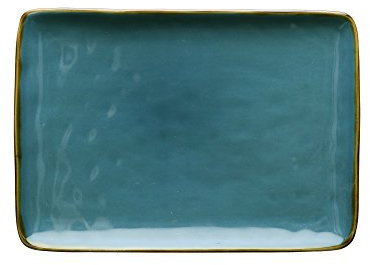 Thun Rose & Tulipani - Vassoio Rettangolare Blu, Set da 2 pz - Arredo Casa, Cucina - Linea Concerto di Colori - Ciotole Cucina - Stoneware - Ø 27; 19 cm