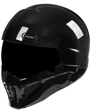 Vintage Motorrad Lokomotive Helme Mit Schwarzem Visier, Integralhelme Herren Damen, Motorradhelm DOT/ECE-Zugelassen, Motocrosshelme Für ATV UTV (Color : A, Size : XXL=63-64cm)