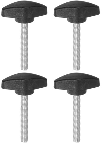 QUARKZMAN 4 Stück Rändelschrauben M6 x 45mm Flügelschraube mit T-förmige Handgriff, Verzinkte Kohlenstoffstahl Gewindebolzen Daumenschrauben 36mm Spannschraubenknopf für Schnellentfernung | Daumenschraube, Standardgewinde, Handklemmknöpfe