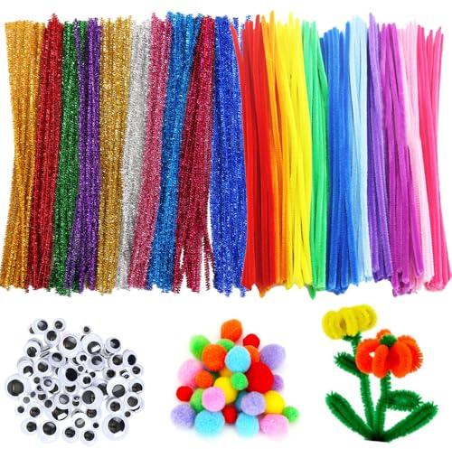 Taasmoog 200 Stück Bunt Chenilledraht 30CM Biegeplüsch Kunst Weihnachten Pfeifenreiniger Set für Kinder Zum Basteln und Dekorieren