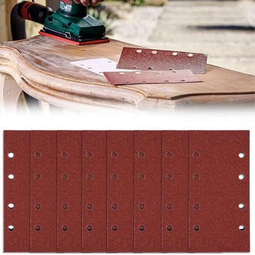 MEXRUMI 8 Piezas Hojas De Lija Set Papel De Lija 8 Agujeros Hojas De Lija Papeles De Lija Para Lijadora Rectangular De Banda Para Madera Dura Pintura Sobre Madera (Grano 120 18.5 X 9.3Cm)