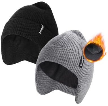 Zylioo XL-3XL Strickmütze mit Ohrenklappen Für Großen Kopf,Ohrenschützer Mütze Wintermütze Winter Beanie Mütze