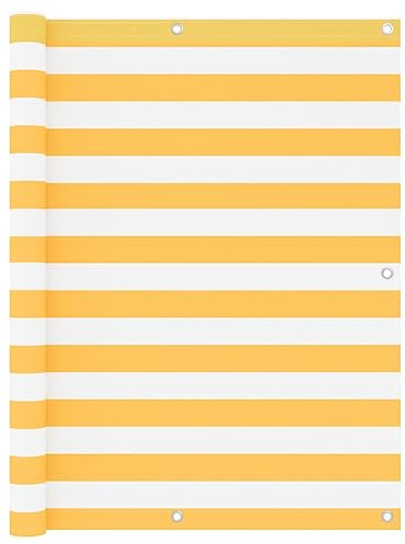 Hovothy Balkonbespannung Balkonsichtschutz Sonnenschutz Sichtschutz Moderne Balkonverkleidung für Schutz der Privatsphäre Balkon Dekoration Winddicht und UV-beständig Weiß und Gelb 120x500 cm