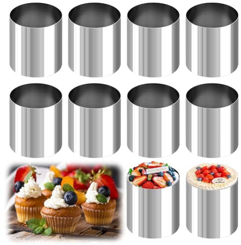 Occzin Dessertringe Set, 10 Stück Edelstahl Speiseringe Backring Kuchenringe für Kochen Backen Mousse, Ø 5 cm, Höhe 5 cm, Rund