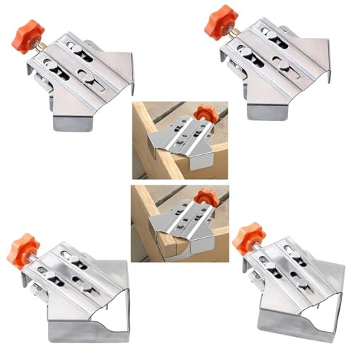 Morsetto Angolare 90 Gradi in Acciaio - Tenditori ad Angolo Regolabile da 4 Pezzi con Pino Swing, Manico Singolo,Morsetti Angolari per Lavori di Legno,Ingegneria, Cornice per Foto