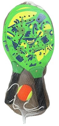 Set da Beach Tennis con 2 Racchette, Palla da Tennis, Design Verde e Giallo, Rete Protettiva