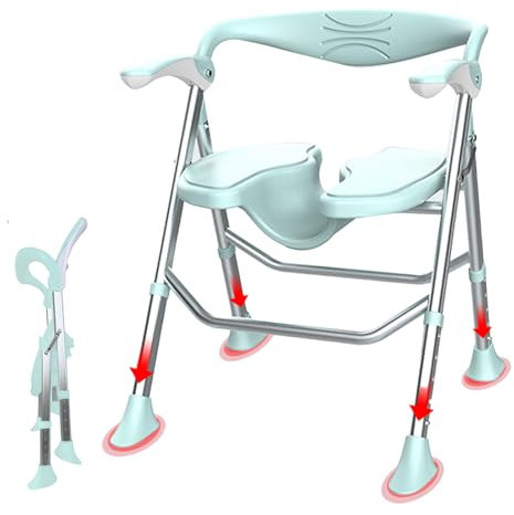 Sedia Per Doccia Anziani,Sgabello Doccia,Capacità Di Carico Massima 150kg, Braccioli Ripiegabili,Sedia Per Doccia Pieghevole Regolabile in Altezza A 5 Livelli (verde, Sedile tipo U)