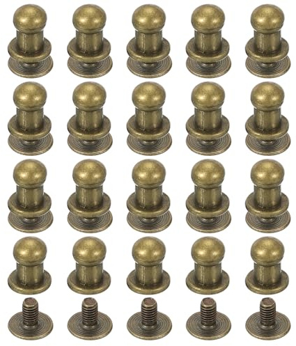 PATIKIL 5 mm Leather Rivets, 20 Sets Ball Head Stud Screw Back Round Head Button Chicago Screw Nipple Stud Rivet for Leather DIY Craft Handbag Belt Repairs, Bronze
