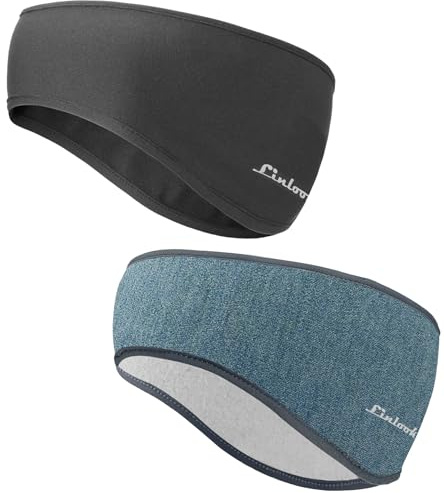 Winter Headband Ear Warmer - 2 Pack Warm Cozy Fleece Stretchy Ear Muff with Full Cover for Outdoor Sports, Running, Hiking, Cycling, Tennis, Jogging