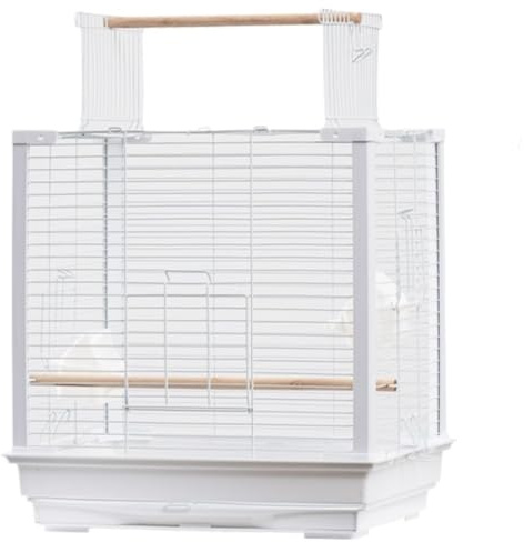 Jaula para Pájaros Jaula de Loro Jaula para Pájaros De Hierro Forjado con Cuencos Alimentación, Grande para Vuelo Soporte para Cacatúas Y Loros Mediano y pequeño(White)