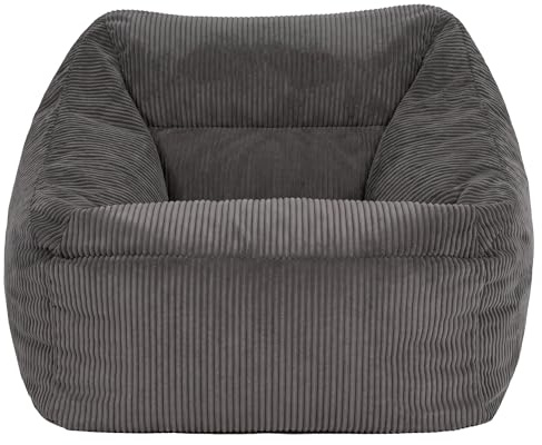 icon Natalia Cord Bean Bag Chair with Filling Included, Grey