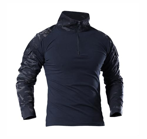 WISEONUS Airsoft kläder paintball BDU långärmad skjorta taktisk kamouflage stridsskjortor med armbågsskydd