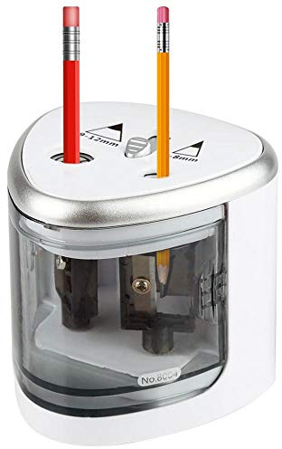 Elektrischer Bleistiftspitzer,Für Schüler Kinder Kinder Erwachsene Tenwin Grey Double Holes Elektrischer Bleistiftspitzer Schul- / Büromaterial