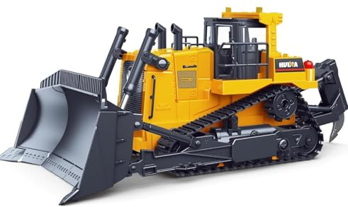fisca Remote Control Bulldozer RC 1/16 Full Functional Construction Vehicle, 2.4Ghz 11 Channel Dozer Front Loader Toy with Light and Sound for Kids Age 6, 7, 8, 9, 10 and Up Years Old
