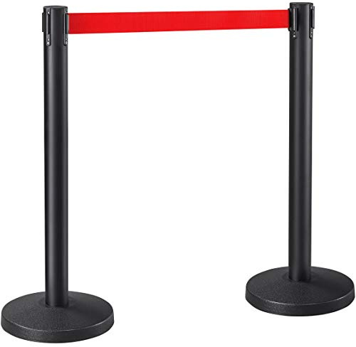 Yaheetech 2 Poteaux de Guidage Rétractables 2M, Base Lourde pour Stabilité | Barrières de Balisage, Idéal pour Contrôle de Foules Files d'Attenteen en Hôtel, Événement, Salon, École, Exposition, Rouge