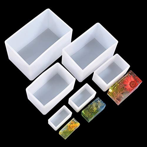 Rolin Roly 6Pcs Harzformen Rechteckige Silikonform Rechteck Gießform Kristall Epoxy Resin Cuboid Molds Schmuck Gießformen Harz Rechteckharzguss Formen für Home Decoration Handmade Geschenk DIY Craft