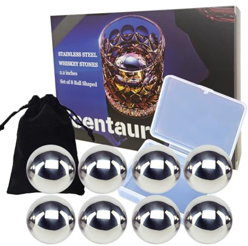 Whisky Steine Edelstahl Eiswürfel Ball Set-8 Wiederverwendbare Kühlsteine Geschenkset Ice Whiskey Stones Rocks