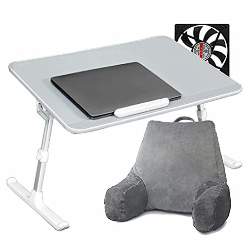 HGTRH Laptop Bed Table Foldable Portable, Höhenverstellbar Winkelverstellbar Laptoptisch Rodelfüße Leicht Bewegen Verschleißfest PVC-Leder Mit Weichem Und Bequemem Kissen Für Sofa Lesen