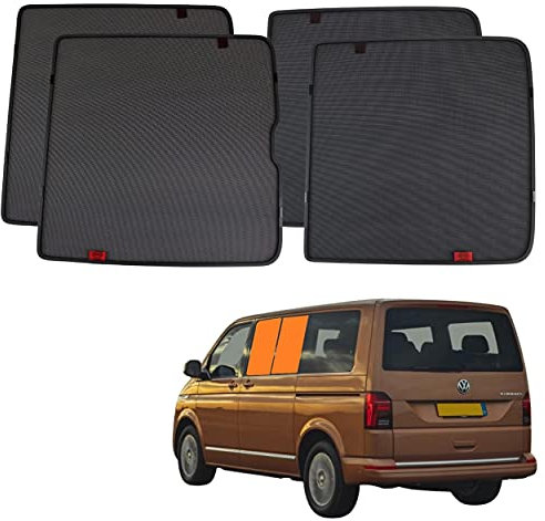 Heyner Set Of two Rear Sliding Door Windows Tailor Made Magnetic Car Sun Shades To Fit VW Multivan T5 2003-2015 4pcs. set