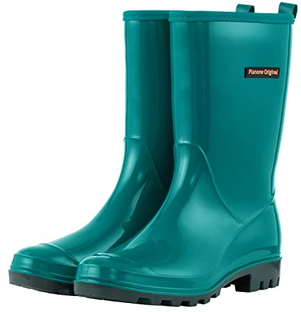 planone Mid Calf Rain Boots for Women Fashion Waterproof Rubber Boots Non-Slip Outdoor Garden Shoes Work Booties Mud Boots Farm Boots with Removable Comfort Insole