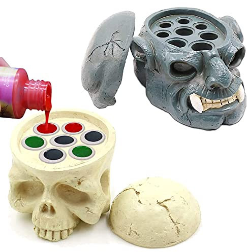 Unihuby Lot de 2 Supports pour Gobelet à Encre de Tatouage - En Résine - Motif Crâne - Porte-Gobelet Dur