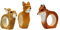 Kit de 3 Ronds de Serviettes Animaux de la forêt : Chevreuil, Renard et lièvre en Bois taillés et coloriés à la Main, env. 9x7x2 cm