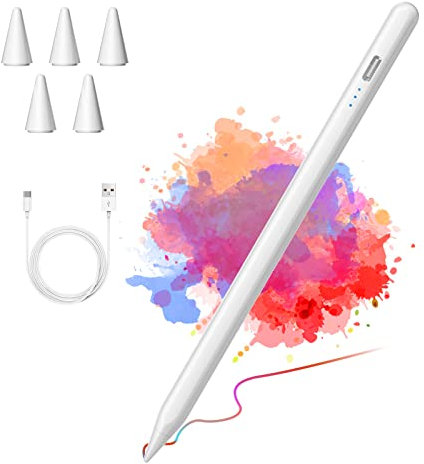 KBCASE Lápiz para Apple iPad 2018-2024,Pencil para iPad Carga Rápida de 15 mins, Rechazo de Palma Stylus Pen para Apple iPad 10/9/8/7/6th Gen,Pro M4/11/12.9/13,Air M2/3/4/5,Mini 5/6