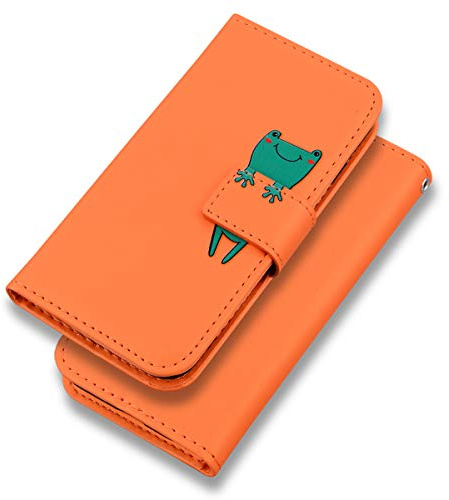 Cover for Nokia G21 / G11 Orange Wallet Flip PU Leather Case Cellphone Shell Double-sided Pressed Cut Frog Pattern Skin Cases Covers Soft Leather Wallet Case Credit Card/Cash Holder Slots Pouch