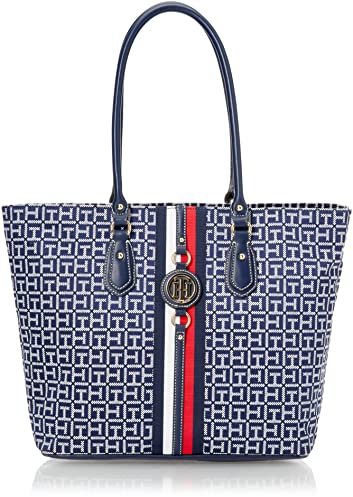 Tommy Hilfiger Damen Jaden Plus Tote, Marineblau/Weiß, Jaden Plus Tragetasche