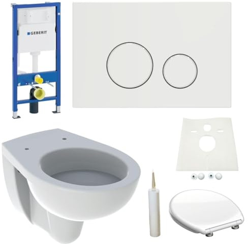 Duofix Vorwandelement Hänge WC Toilette mit Drückerplatte Lupo10 weiß Komplettset