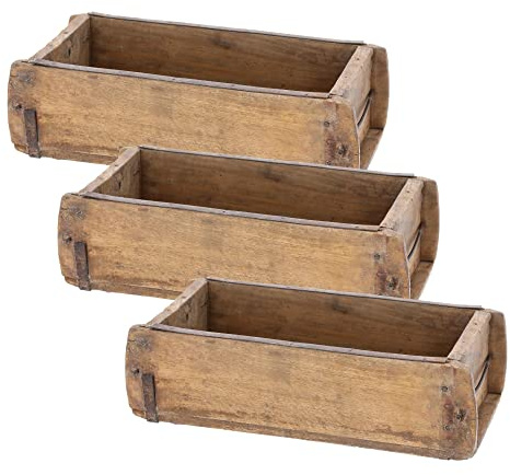 Novaliv 3x Holzkiste Vintage 30 x 15 x 10 cm Alte Ziegelform Holz EIN KAMMER Allzweckkiste aus recyceltem Altholz Jede Form EIN Unikat - Geschenkkiste