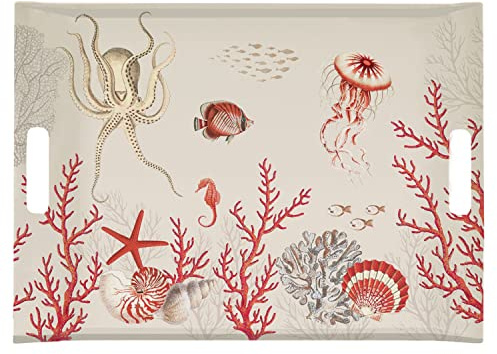 EASY LIFE Coral Reef Plateau avec poignées 38 x 27 cm Mélamine