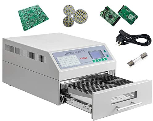 Forno a rifusione da tavolo 1500 W T962A Saldatrice a rifusione automatica 300 x 320 mm Stazione di saldatura professionale con riscaldatore a infrarossi con circolazione di aria calda per prove