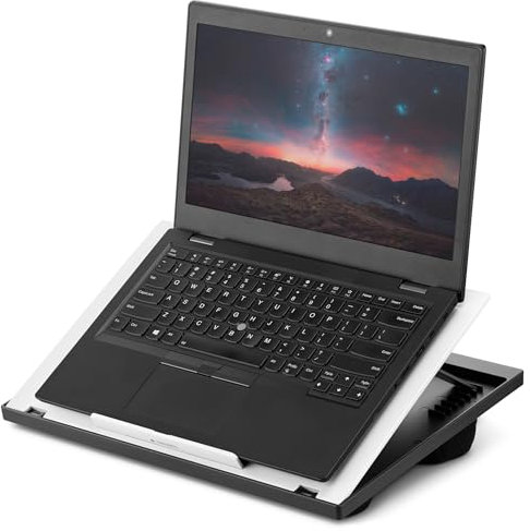 Navaris Laptop Tisch Ablage aus Kunststoff - Bett Couch Unterlage für Tablet - 37,6x28x5,8cm Laptopunterlage Laptopkissen - 8 verschiedene Stufen - Weiß