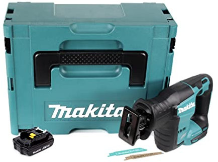 Makita DJR 188 Y1J - Sierra de sable con batería (18 V, sin escobillas, incluye batería de 1,5 Ah, sin cargador)
