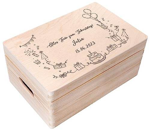 Creative Deco Personalisiert Geburtstag Geschenke für Frauen, Männer Kinder | Erinnerungsbox Holzkiste | Basic Motiv für Geburtstag | Individuelle Geschenk | Geschenkkiste Geschenkbox