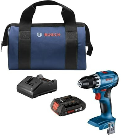 BOSCH GSR18V-400B12 18V Compact Brushless 1/2 In. Drill/Driver Kit with (1) 2.0 Ah SlimPack Battery (Refurbished) (Renewed)