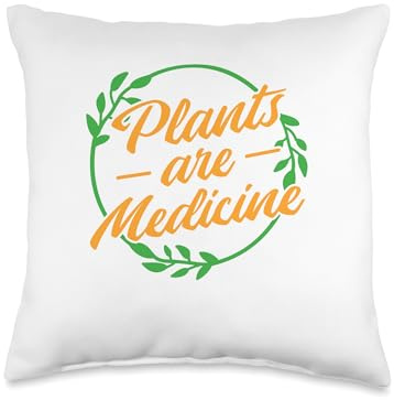 Herbal Medicine & Herbalist Designs Plants are Medicine, Herbalism and Herb Lover Throw Pillow, 16x16, Multicolor
