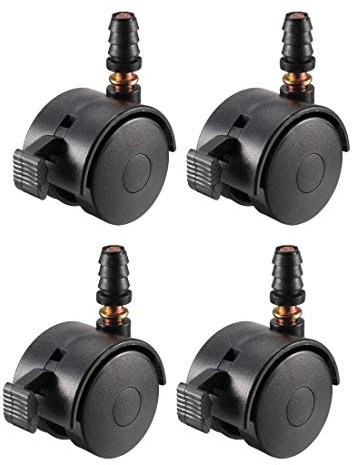 BULINO Ruote Girevoli Girevoli for Mobili, Ruote Girevoli Girevoli da 1,5 Pollici Ruota Girevole con Stelo Collo con Impugnatura Ruota for Mobili Nera con Freno e Presa di Montaggio, 4 Pezzi