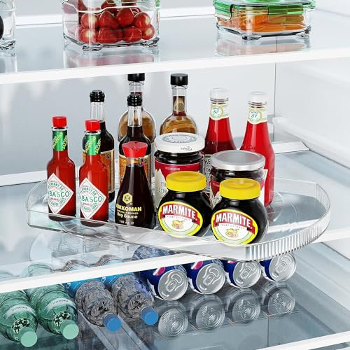 Drehteller Kühlschrank Organizer Lazy Susan(40 * 30CM), Küchen Gewürzregal Gewürz Organizer, Drehbares Organizer für Schrank Unterschrank Waschbecken Schminktisch