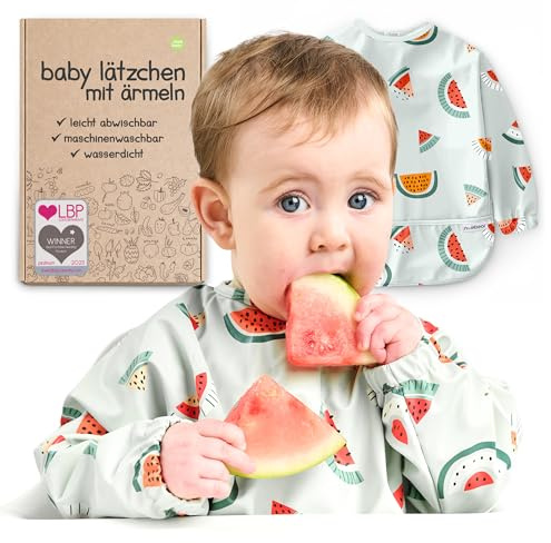 Nombear Baby Lätzchen mit Ärmeln für BLW (6 bis 24 Monate), 1 Packung