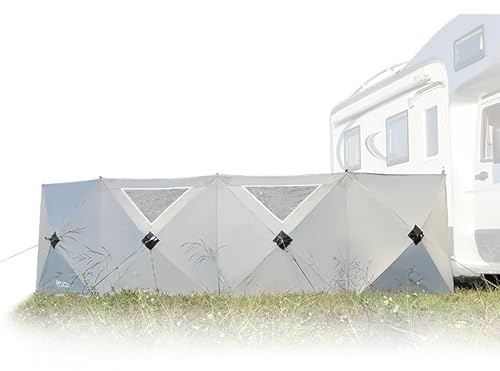 Unikka CrazyQic Pare-vent pop-up – Paroi coupe-vent compacte et légère en 4 parties (500 x 125 cm), installation rapide, tissu 210D robuste, idéal pour le camping et les activités de plein air