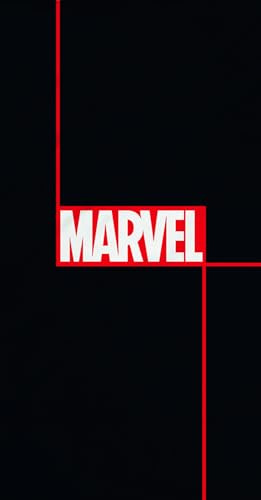 Marvel Badetuch Logo Schwarz 75 x 150 cm 100% Baumwolle Velours-Qualität Strandlaken Strandtuch Handtuch Badelaken Iron Man Hulk Thor Captain America Spider Man Disney MCU passend zur Bettwäsche