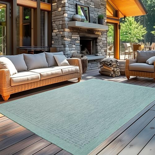 Carpetsale24 Tappeto da Esterno Impermeabile 60 x 100 cm Blu - Tappeto Resistente alle Intemperie e Lavabile in Lavatrice - Tappeto per Terrazza, Balcone, Campeggio, Giardino