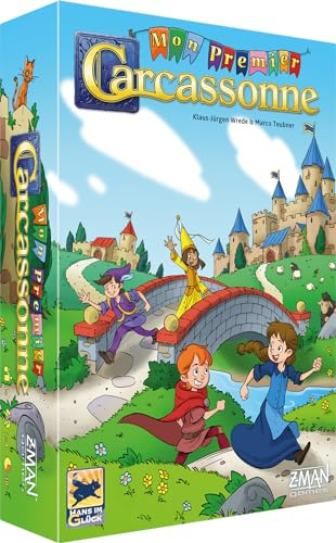Asmodee - Mon Premier Carcassonne – Gesellschaftsspiel für Kinder ab 4 Jahren – lustiges & vereinfachtes Strategiespiel mit Fliesen-Platzierung – 2 bis 4 Spieler – 20 Minuten – auf Französisch – Hans