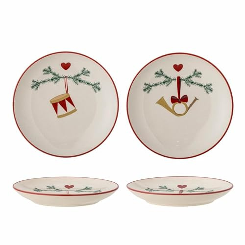 Bloomingville Yule Teller Set 2-teilig aus Stoneware, Nature – Ø 16 cm, rustikales Design – 82062276