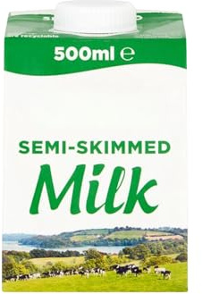Welari UHT Semi-skimmed Milk 500ml x1, Low Fat 1.5% Long Shelf Life Calcium Vegetarian Dairy Drink Screw Top Catering Pantry compatible with lakeland dairy milk pot | (1pack) (500ml)