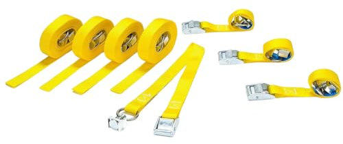 LOADCARE 4er Set Zweiteiliger Spanngurt mit Klemmschloss Befestigungsgurt Schnellspanngurt mit Fitting für Airlineschiene Zurrschiene 175daN (Länge 5000 mm)