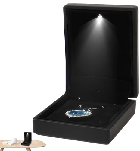 Boîte à anneaux LED, boîte à anneaux avec lumière | Boîte à pendentif pour collier d'anniversaire,Présentoir pour petites anneaux, boîtes de bague de fiançailles de forme carrée